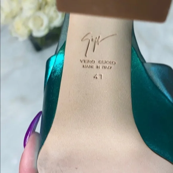 Giuseppe Zannoti Green Metallic Platform Heels size 41 - Picture 5 of 10